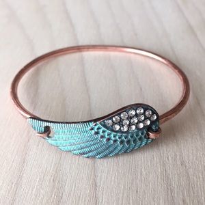 Copper And Turquoise Wing Bangle